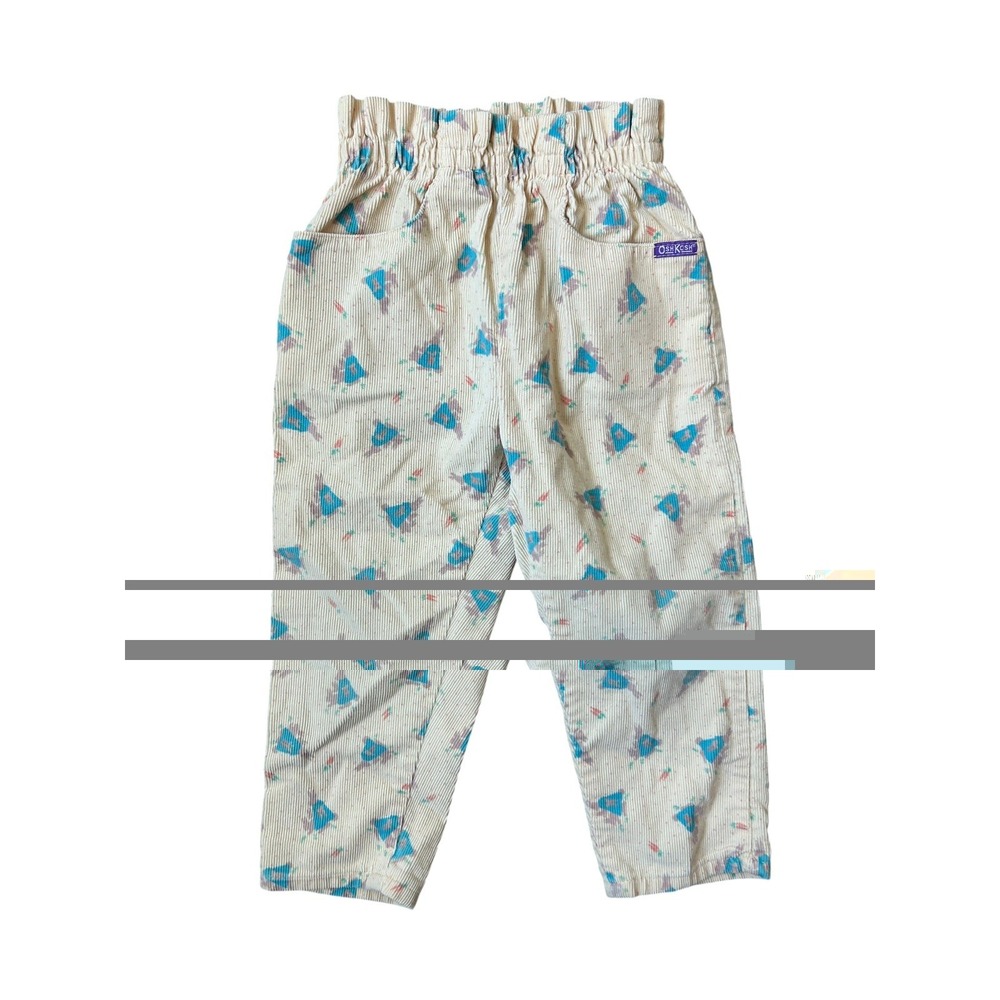 Vintage OshKosh Toddler Pants Butter Yellow High-Waisted Bunny Print 3T USA Made